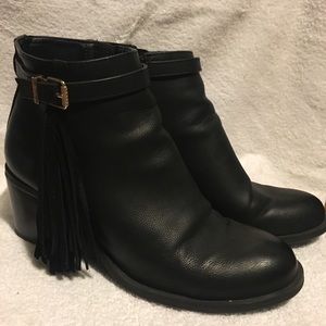 Sam Edelman Circus black fringe booties